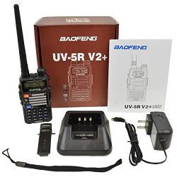 Baofeng Black UV-5R V2+ Plus (USA Warranty) Dual-Band 136-174/400-480 MHz FM Ham Two-way Radio, Improved Stronger Case, Enhanced Features