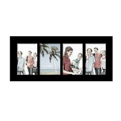 Adeco Decorative Black Wood Divided Picture Photo Frame, Wall Hanging