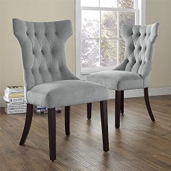 Dorel Living Clairborne Tufted Upholestered Dining Chair, Gray, Set of 2