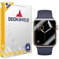 Apple Watch Screen Protector (38mm Series 3/2/1 Compatible)[6-Pack], DeltaShield BodyArmor Full Coverage Screen Protector for Apple Watch Military-Grade Clear HD Anti-Bubble Film