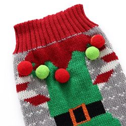 Tangpan Christma Clown Printing Turtleneck Pet Dog Sweater(Grey,2XL)