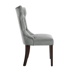 Dorel Living Clairborne Tufted Upholestered Dining Chair, Gray, Set of 2