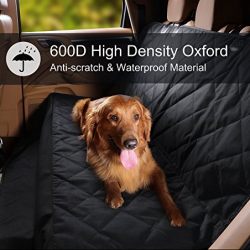 Bonve Pet Dog Seat Cover - Waterproof Pets Car Seat Covers Liner – with 2 Adjustable Pet Car Seats Safety Belts Best Dog Hammock Bench Protector for Cars, SUV, Truck Backseat