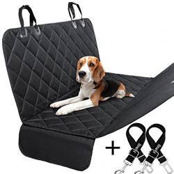 Bonve Pet Dog Seat Cover - Waterproof Pets Car Seat Covers Liner – with 2 Adjustable Pet Car Seats Safety Belts Best Dog Hammock Bench Protector for Cars, SUV, Truck Backseat