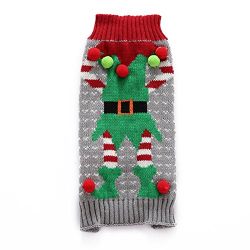 Tangpan Christma Clown Printing Turtleneck Pet Dog Sweater(Grey,2XL)