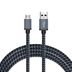 BeneStellar Micro USB Cable 3-Pack 6ft / 1.8m, Premium Nylon Braided USB 2.0A Male to Micro B Charging Charger for Samsung, LG, Motorola, HTC, Sony, PS4, Nokia, Android Devices and More (Black)