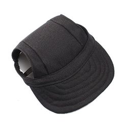 WINOMO Pet Dog Sports Hat Pet Dog Oxford Fabric Hat Sports Baseball Cap with Ear Holes for Small Dogs - Size M (Black)