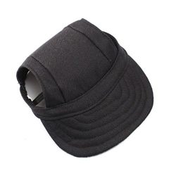 WINOMO Pet Dog Sports Hat Pet Dog Oxford Fabric Hat Sports Baseball Cap with Ear Holes for Small Dogs - Size M (Black)