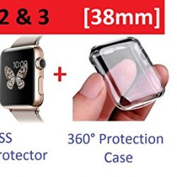 Amazingforless Apple Watch Case Series 2 and Series 3 38mm, Tempered Glass Screen Protector for Apple Watch Series 2/Series 3 and Ultra-thin Clear HD Case