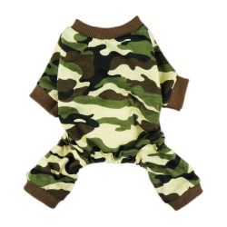 Stylish Army Green Camouflage Dog Shirts Jumpsuit for Pet Cat