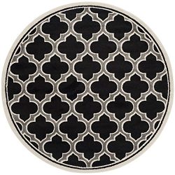 Safavieh Amherst Collection Anthracite and Ivory Indoor/ Outdoor Round Area Rug (7' Diameter)