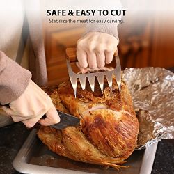 Metal Meat Claws - Stainless Steel Shredding Forks with Wooden Handles for Pork, Chicken & Brisket