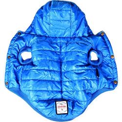 Kuoser outdoor Cotton Thickened Soft Fleece Lining Windproof Dog Vest Pet Winter Coat Warm Dog Apparel for Cold Weather Hoodies Dog Jacket for Small Medium dogs,Blue XXL