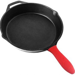 12.5 Inch Pre-Seasoned Cast Iron Skillet with Silicone Hot Handle Holder - Utopia Kitchen