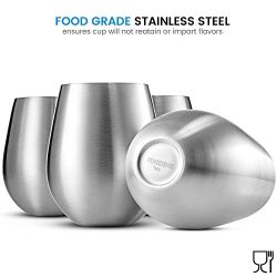 Stainless Steel Wine Glasses - Set of 4 Large & Elegant 18 Oz. Premium Grade