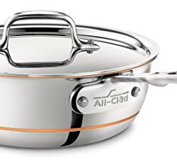 All-Clad Copper Core 5-Ply Bonded Dishwasher Safe Saucier Pan with Lid / Cookware, 2-Quart, Silver