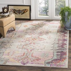 Safavieh Crystal Collection Light Grey and Purple Distressed Bohemian Area Rug (3' x 5')