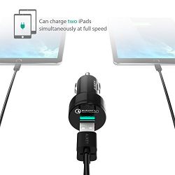 AUKEY Car Charger with 31.5W Output, Quick Charge 3.0 & 5V/2.4A Ports for Samsung Galaxy Note8 / S9, iPhone X / 8 / Plus and More | Qualcomm Certified