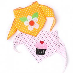 Tail Trends 2 Pack Designer Dog Bandana with Cupcake and Daisy Applique fits Small to Medium Dogs - 100% Cotton