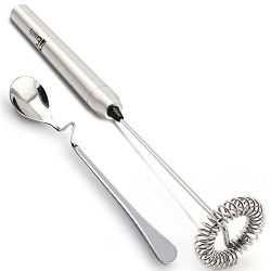 1Easylife Stainless Steel Handheld Electric Milk Frother with Bonus Mix Spoon