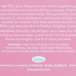 Bliss Mighty Marshmallow Face Mask Bright & Radiant Whipped Facial Mask Straight-from-the-Spa Paraben