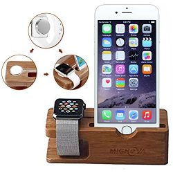 Apple Watch Stand, Gold Cherry bamboo charging dock Station