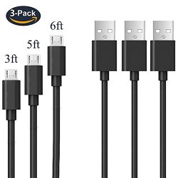 [3Pack] Micro USB Charging Cable,3,5,6ft Standard Android Charger Cord for Motorola Moto G5 / G5S / G5S Plus / E4 / E4 Plus / C / C Plus / E3 / E3 Power / G4 / G4 Play / G4 Plus, Droid Series and More