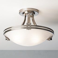 Possini Euro Deco 16" Brushed Nickel Ceiling Light – Modern Art Deco Flush Mount