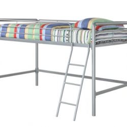 DHP Junior Loft Bed Frame With Ladder, Multifunctional Space-Saving Design, Silver