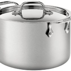 All-Clad Brushed 18/10 Stainless Steel 5-Ply Bonded Dishwasher Safe Soup Pot with Lid Cookware, 4-Quart, Silver