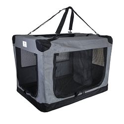 Arf Pets Dog Soft Crate 27 Inch Kennel for Pet Indoor Home & Outdoor Use - Soft Sided 3 Door Folding Travel Carrier with Straps