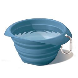 Kurgo Collapsible and Portable Travel Dog Bowl for Food and Water with Carabiner, Blue
