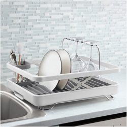KOHLER Large Collapsible & Storable Dish Drying Rack with Wine Glass Holder