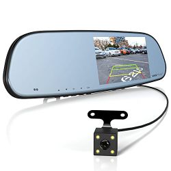 Dash Cam Backup Camera and 5’’ IPS Touch Screen Rearview Mirror Monitor