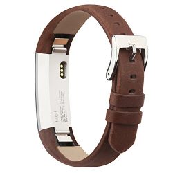 For Fitbit Alta Bands/Fitbit Alta HR Bands, Genuine Leather Replacement Bands for Fitbit Alta/Fitbit Alta HR Coffee Brown