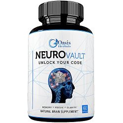 Brain Support Supplement | Brain Boost | Focus Supplement | Enhance Mind IQ | Cerebral X Natural Nootropic by Oasis Herbals | NeuroVault for Memory, Focus, Clarity, Mental Alertness 60 Veggie Capsules