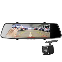Pruveeo D700 7-Inch Touch Screen Backup Camera Dash Cam Front and Rear Dual Channel
