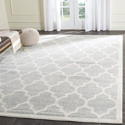 Safavieh Amherst Collection Light Grey and Beige Indoor/ Outdoor Square Area Rug (9' Square)