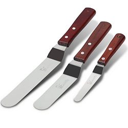 Offset Cake Spatula Set with Wooden Handle by 1Easylife, Professional Stainless Steel Cake