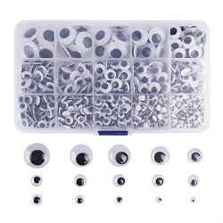 SODIAL(R) 1300 Pieces Self Adhesive Wiggle Googly Eyes (Assorted Sizes)