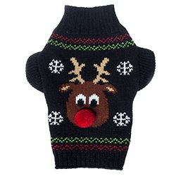 Kuoser Holiday Christmas Classic Cartoon Reindeer Dog Sweater Knitwear for Cold Weather Small Medium sized dog winter Coat Costume ( XS-XXL ),Reindeer XL