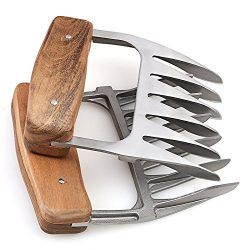 Metal Meat Claws, 1Easylife 18/8 Stainless Steel Meat Forks with Wooden Handle, Best Meat Claws