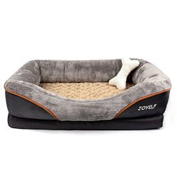 JOYELF Large Memory Foam Dog Bed, Orthopedic Dog Bed & Sofa with Removable Washable Cover and Squeaker Toys as Gift