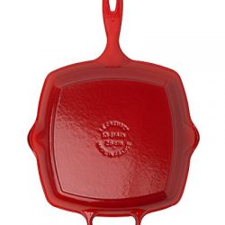 Le Creuset Cast Iron Signature Square Skillet Grill, 10 1/4", Cerise