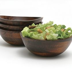 Lipper International Cherry Finished Wavy Rim Serving Bowls for Fruits or Salads, Set of 4 Bowls