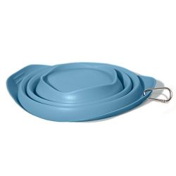 Kurgo Collapsible and Portable Travel Dog Bowl for Food and Water with Carabiner, Blue
