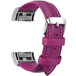 Fullmosa Fitbit Charge 2 Band/Fitbit Charge 2 Strap/Wristbands/Fitbit Charge 2 Replacement/Fitbit Charge 2 Accessories, Genuine Leather strap for Fitbit Charge 2, Rosy