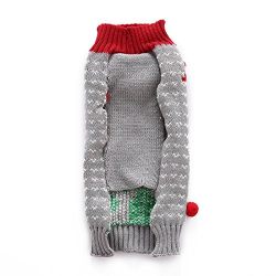 Tangpan Christma Clown Printing Turtleneck Pet Dog Sweater(Grey,2XL)
