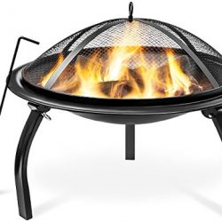 Sorbus Fire Pit 22", Portable Outdoor Fireplace, Backyard Patio Fire Bowl, Foldable Legs, - Includes Safety Mesh Cover, Poker Stick and Carry Bag, Great for Camping, Outdoor Heating, Bonfire, Picnic,