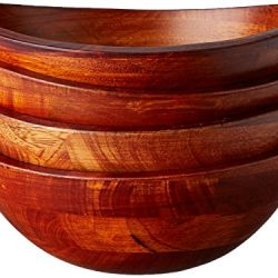 Lipper International Cherry Finished Wavy Rim Serving Bowls for Fruits or Salads, Set of 4 Bowls